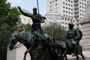 Don Quijote y Sancho quieren volver a Castilla-La Mancha desde Madrid